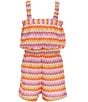 Sara Sara Big Girls Sleeveless Chevron-Patterned/Daisy-Crocheted Romper - Image 2