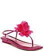 Color:Fuchsia - Image 1 - Sarto by Franco Sarto Capriflore Leather Flower Thong Sandals