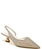 Color:Platinum Silver - Image 1 - Sarto by Franco Sarto Devin2 Metallic Fabric Kitten Heel Slingback Pumps