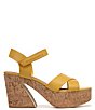 Color:Yellow - Image 2 - Sarto by Franco Sarto Donati Leather Cork Platform Sandals
