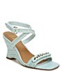 Color:Aqua - Image 1 - Sarto by Franco Sarto Frita Woven Ankle Strap Wedge Sandals