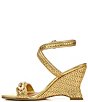 Color:Gold - Image 5 - Sarto by Franco Sarto Frita Woven Metallic Ankle Strap Wedge Sandals