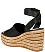 Color:Black - Image 4 - Sarto By Franco Sarto Toni Leather Raffia Platform Wedge Sandals