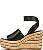 Color:Black - Image 5 - Sarto By Franco Sarto Toni Leather Raffia Platform Wedge Sandals