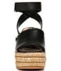 Color:Black - Image 6 - Sarto By Franco Sarto Toni Leather Raffia Platform Wedge Sandals