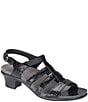 Color:Black Croco - Image 1 - Allegro Comfort Crocodile Embossed Leather Sandals