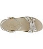Color:Gold Linen - Image 5 - Duo Linen Print Metallic Leather Sandals