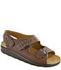 Color:Amber - Image 1 - Relaxed Leather Buckle Strap Sandals