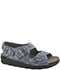 Color:Silver Blue - Image 1 - Relaxed Printed Metallic Leather Buckle Strap Sandals