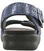 Color:Silver Blue - Image 2 - Relaxed Printed Metallic Leather Buckle Strap Sandals