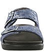 Color:Silver Blue - Image 4 - Relaxed Printed Metallic Leather Buckle Strap Dad Sandals