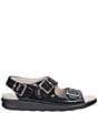 Color:Black Snake Print - Image 2 - Relaxed Snake Print Leather Buckle Strap Sandals