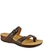 Color:Coffee - Image 1 - Shelly Leather Toe Loop Sandals
