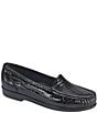 Color:Black Croco - Image 1 - Simplify Croco Print Leather Moccasin Loafers