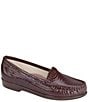 Color:Brown Croco - Image 1 - Simplify Croco Print Leather Moccasin Loafers