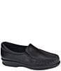 Color:Black - Image 1 - Twin Leather Moc Toe Loafers