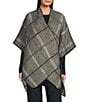 SASSO + SMYTH Block Plaid Reversible Topper, Color:Black/Ivory - Image 1