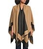 SASSO + SMYTH Camel Border Ruana - Image 1