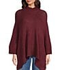 SASSO + SMYTH Double Collar Ribbed Knit Topper, Color:Fig - Image 1