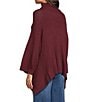 SASSO + SMYTH Double Collar Ribbed Knit Topper, Color:Fig - Image 4