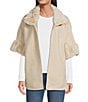 SASSO + SMYTH Faux Fur Solid Belted Topper, Color:Oat - Image 3