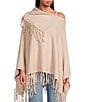 SASSO + SMYTH Fringe Oversized Collar Knit Poncho - Image 1