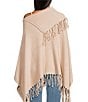 SASSO + SMYTH Fringe Oversized Collar Knit Poncho - Image 2