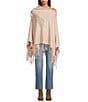 SASSO + SMYTH Fringe Oversized Collar Knit Poncho - Image 3