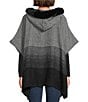 SASSO + SMYTH Ombre Poncho with Faux Fur Hood, Color:Black - Image 2