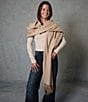 SASSO + SMYTH Oversized Fringe Travel Wrap, Color:Taupe - Image 4