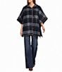 SASSO + SMYTH Plaid Hooded Side Snap Poncho - Image 3