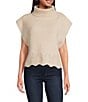SASSO + SMYTH Ribbed Knit Scalloped Hem Topper, Color:Neutral - Image 1