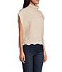 SASSO + SMYTH Ribbed Knit Scalloped Hem Topper, Color:Neutral - Image 3