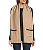 SASSO + SMYTH Solid Contrast Stitch Muffler, Color:Natural - Image 1
