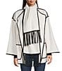 SASSO + SMYTH Stitch Edge Jacket Scarf Set, Color:Ivory - Image 3