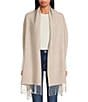 SASSO + SMYTH Two Tone Fringe Scarf Wrap, Color:Taupe - Image 2