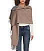 SASSO + SMYTH Two Tone Fringe Scarf Wrap, Color:Grey - Image 1
