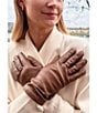 SASSO + SMYTH Women's Leather Cashmere Tech Tip Traditional Five Finger Gloves, Color:Chestnut - Image 2