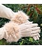 SASSO + SMYTH Women's Faux Fur Bow Cuff Tech Tip Traditional Five Finger Leather Gloves, Color:Ivory - Image 2