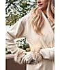 SASSO + SMYTH Women's Faux Fur Bow Cuff Tech Tip Traditional Five Finger Leather Gloves, Color:Ivory - Image 3