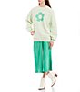 Color:Green - Image 3 - Satin Midi Skirt