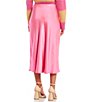 Color:Fusion Pink - Image 2 - Satin Midi Skirt