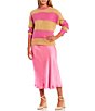 Color:Fusion Pink - Image 3 - Satin Midi Skirt