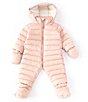 Color:Blush Pink - Image 2 - Baby 3-18 Months Storm Hooded Bunting Snow Skisuit Set