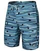 Color:Blue Multi - Image 1 - Betawave Two-In-One Fins Print 19#double; Outseam Board Shorts