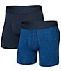 SAXX Drop Temp Cooling Cotton 6#double; Boxer Briefs 2-Pack, Color:Plaid/Dark Ink - Image 1