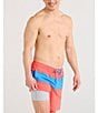 SAXX Oh Buoy 2N1 Color-Block 7#double; Inseam Volley Swim Shorts, Color:Coral Red - Image 3