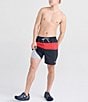 Color:India Ink/Hibiscus - Image 3 - Oh Buoy Two-In-One Colorblock 7#double; Inseam Swim Trunks