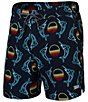 Color:Sunset Crest Black - Image 1 - Oh Buoy Two-In-One Sunset Crest Printed 5#double; Inseam Volley Shorts