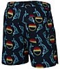 Color:Sunset Crest Black - Image 2 - Oh Buoy Two-In-One Sunset Crest Printed 5#double; Inseam Volley Shorts